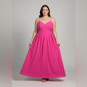 SHEIN Curve Purple Corset Style Maxi Dress Plus Size 4XL Long Strap Fit & Flare